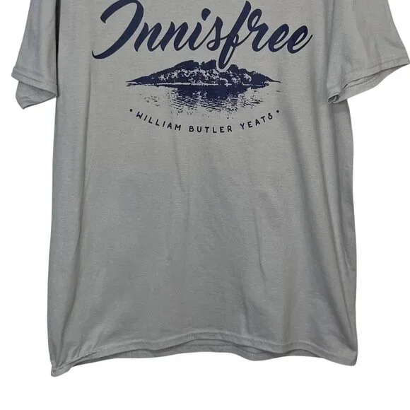 Port & Company Tshirt I Will Arise And Go Now Mens Medium Gray Innisfree - Picture 4 of 9